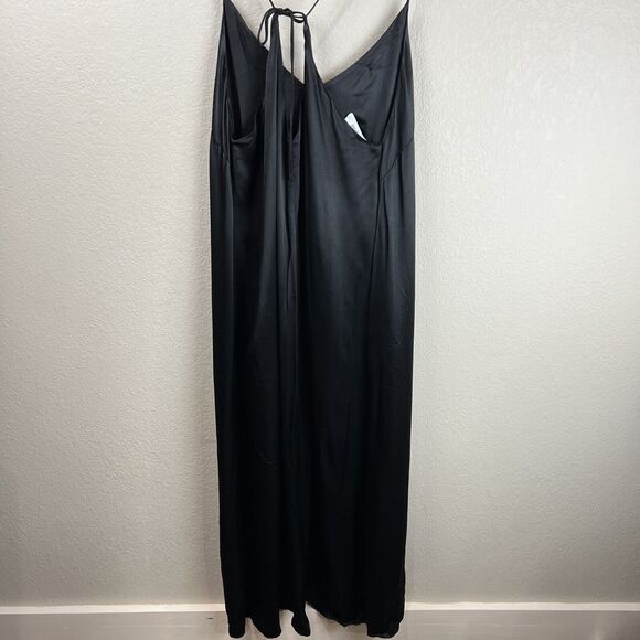 Whimsy + Row Slip Dress Women Large Black Silky Satin Maxi Whimsy Romantic - Picture 5 of 9